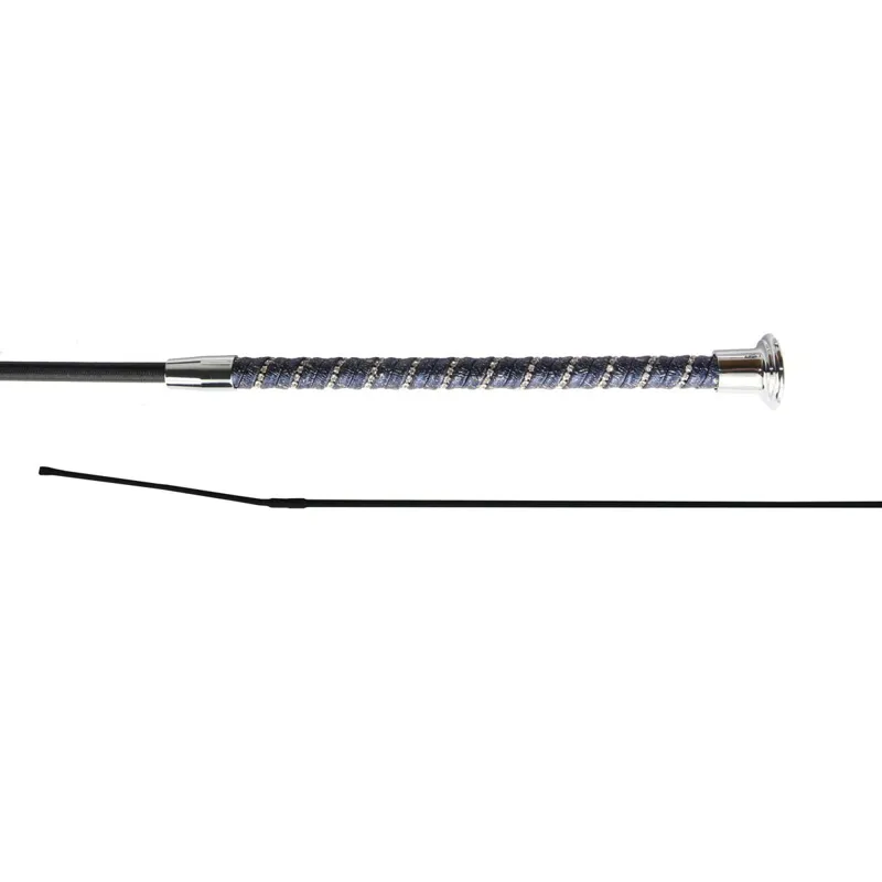 Woof Wear Twisted Crystal Dressage Whip - Navy/Silver