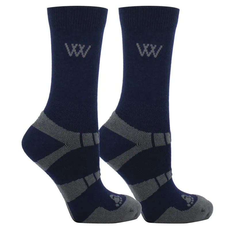Woof Wear Waffle Knit Bamboo Short Riding Socks 2 Pack - Navy/Gray