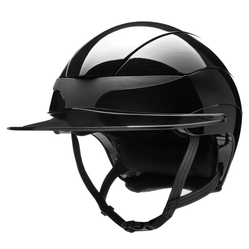 Equiline Xanto Sun Visor Wide Brim Riding Helmet - Glossy Black
