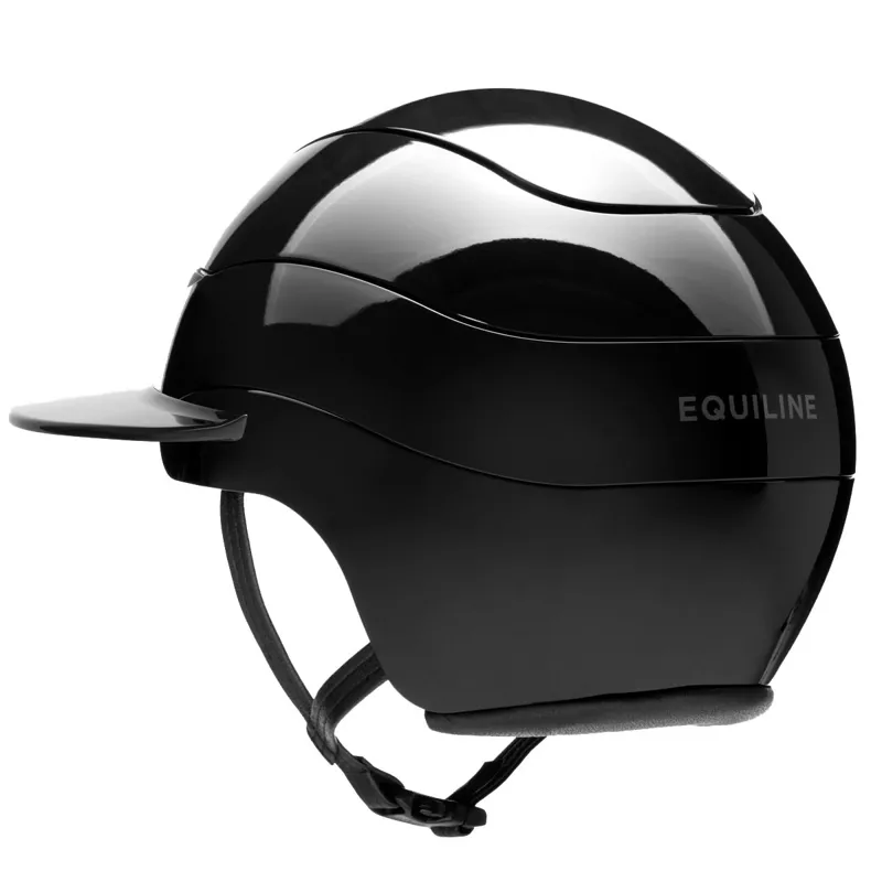 Equiline Xanto Sun Visor Wide Brim Riding Helmet - Glossy Black-3