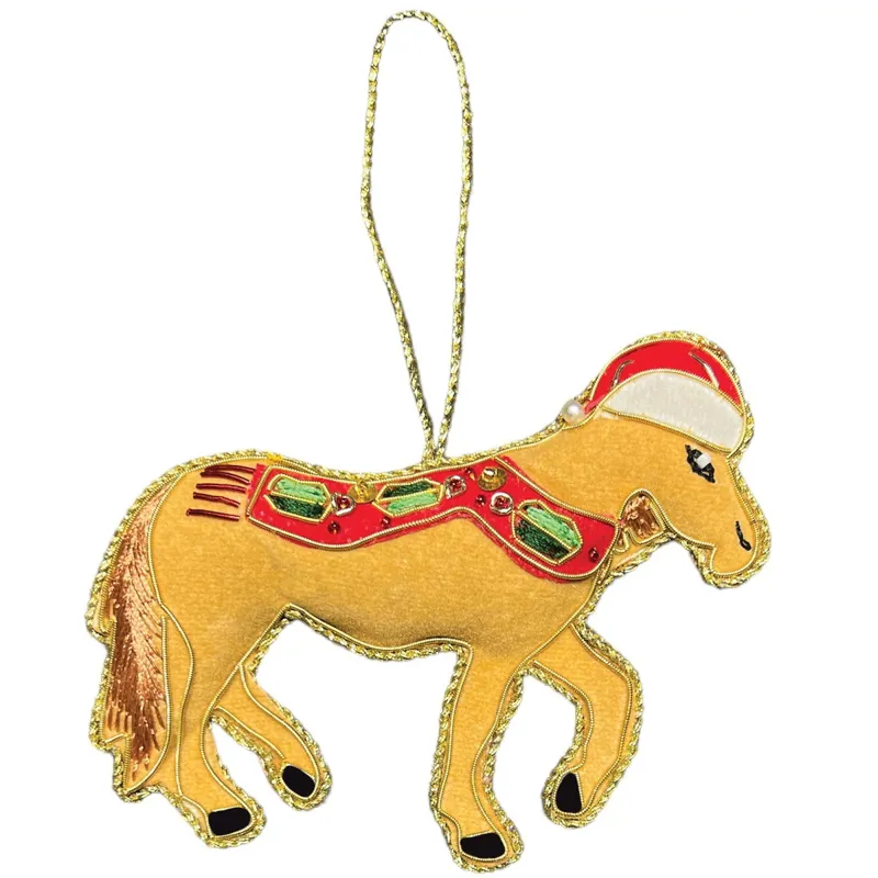 Equetech Horse Beaded Embroidered Christmas Tree Decoration in Dun