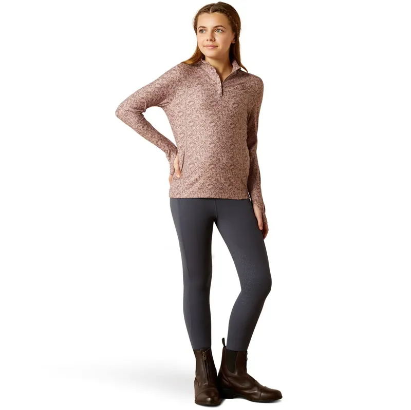 Ariat Lowell 3.0 1/4 Zip Junior Girls Base Layer - Abstract Flower-2