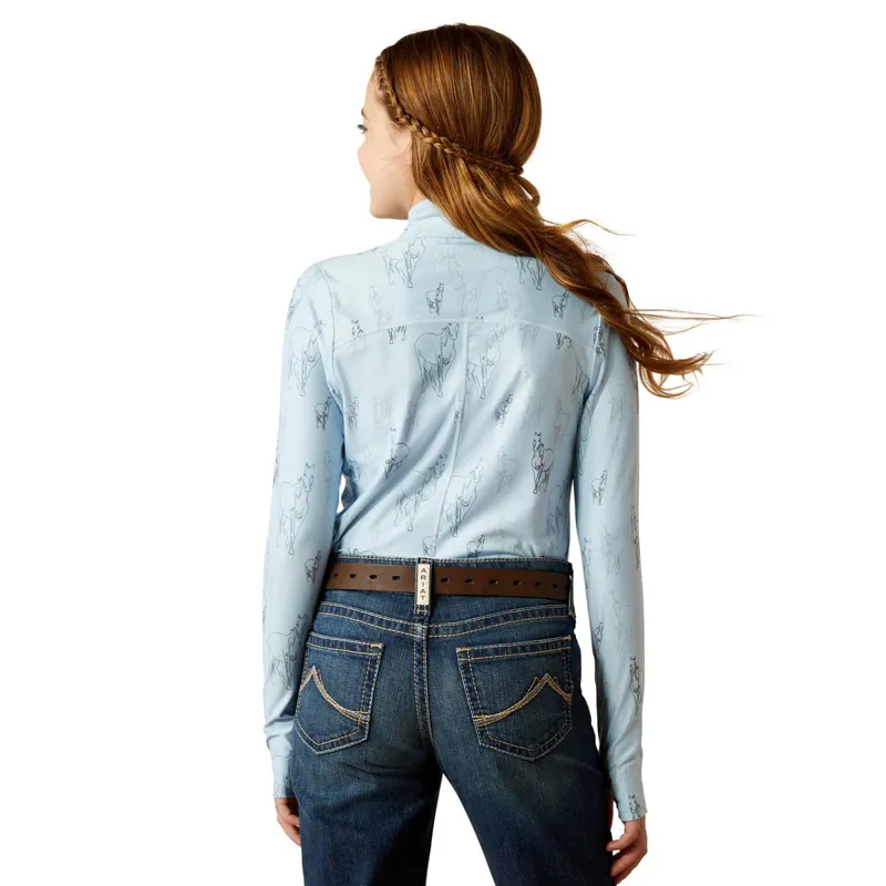 Ariat Lowell 3.0 1/4 Zip Junior Girls Base Layer - Sketch Horse-4