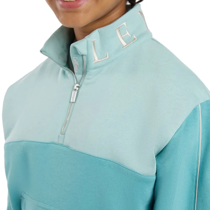 LeMieux Young Rider Kate Junior Quarter Zip Sweatshirt - Lagoon-1