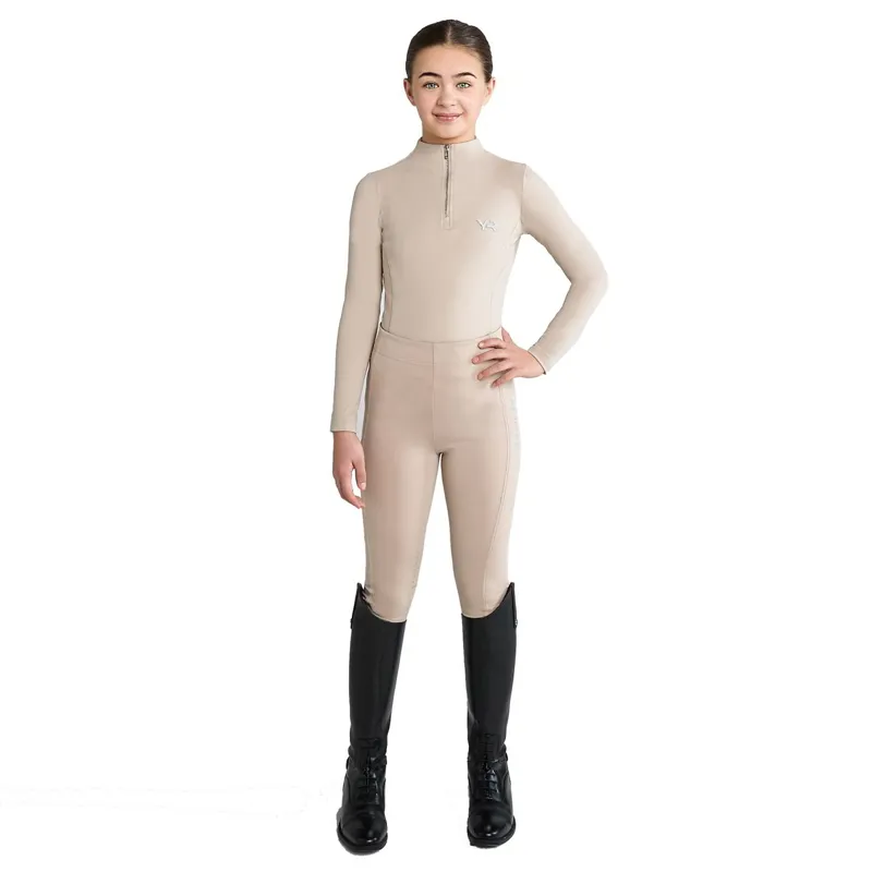 Aztec Diamond Youth Full Grip Riding Leggings - Beige-1