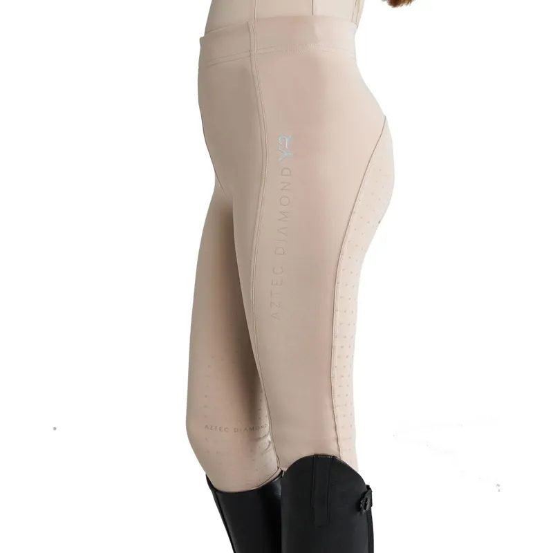 Aztec Diamond Youth Full Grip Riding Leggings - Beige