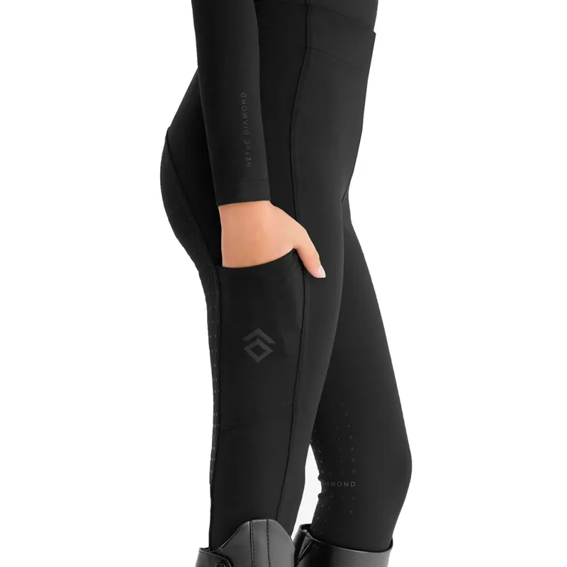 Aztec Diamond Young Rider Full Grip Riding Leggings - Black-1