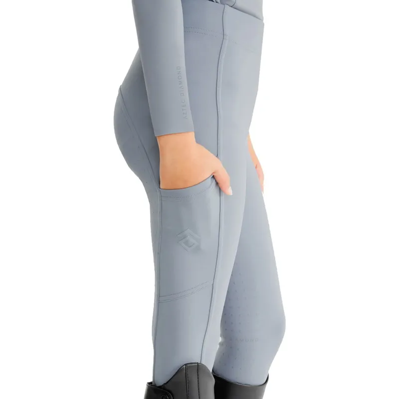 Aztec Diamond Young Rider Full Grip Riding Tights - Ash Blue-2