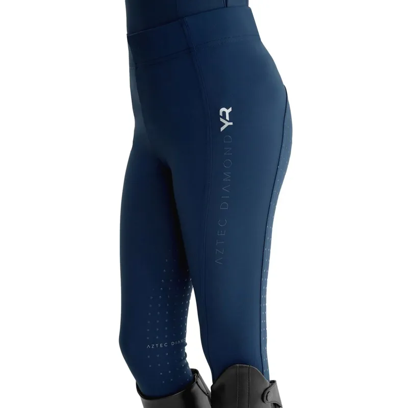 Aztec Diamond Young Rider Full Grip Riding Leggings - Navy