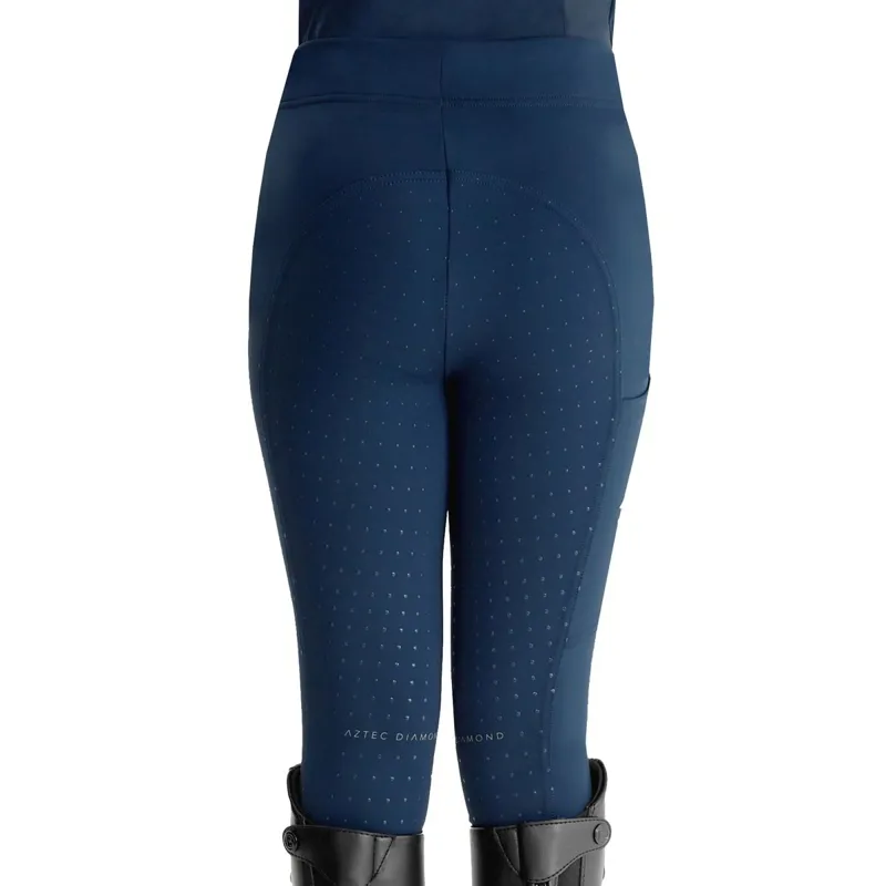 Aztec Diamond Young Rider Full Grip Riding Leggings - Navy-3