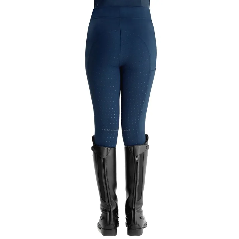 Aztec Diamond Young Rider Full Grip Riding Leggings - Navy-2