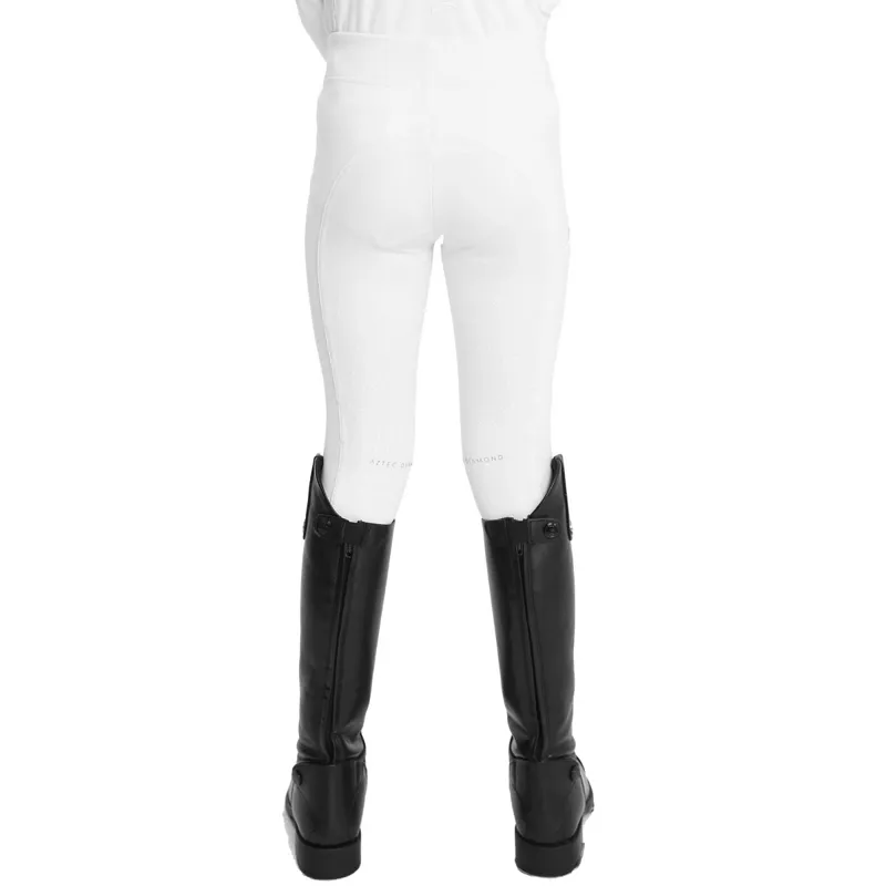 Aztec Diamond Young Rider Full Grip Riding Leggings - White-2