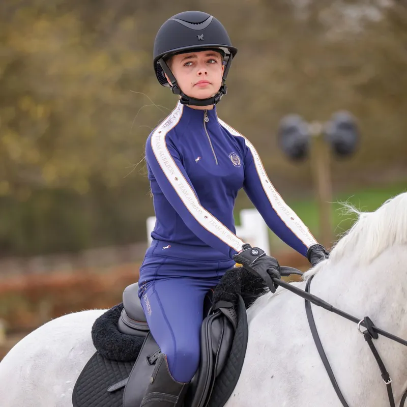 Aubrion Team Full Grip Junior Winter Riding Tights - Navy-6