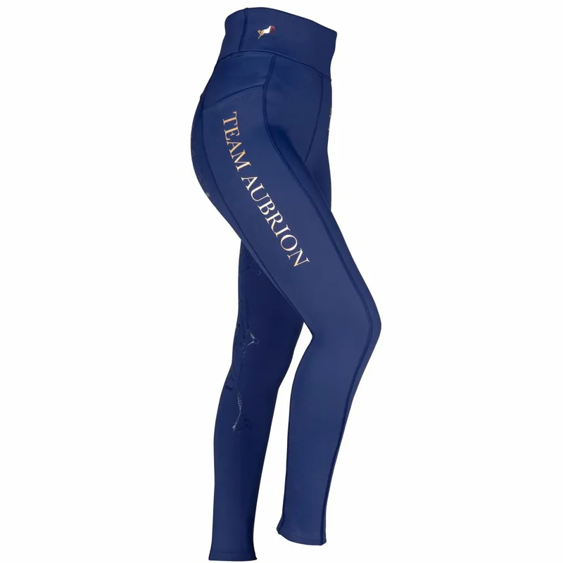 Aubrion Team Full Grip Junior Winter Riding Tights - Navy